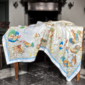 Linen Tablecloth Roosters 2P