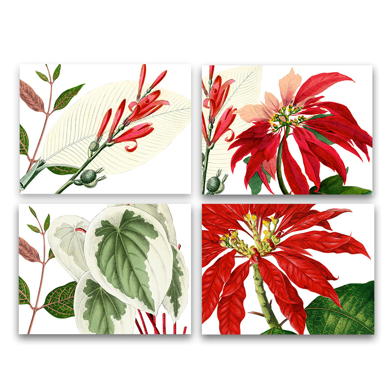 placemats-Poinsettia Set of 4 Linen Placemats Poinsettia
