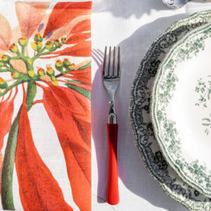 Linen Tablecloth Poinsettia