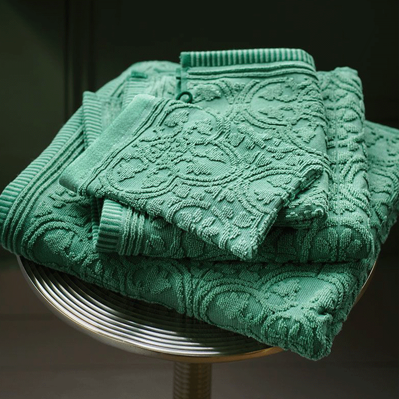asciugamano-piastrella-verde-la-bottega-di-casa- Asciugamani di cotone a fantasia | La Bottega di Casa