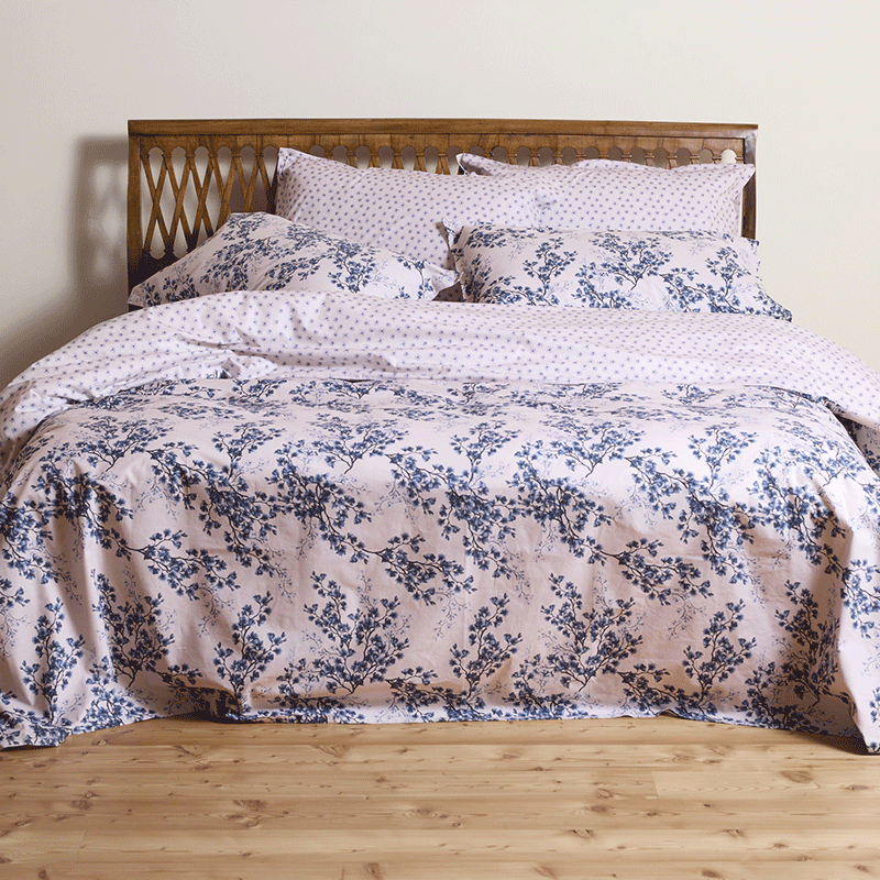 Duvet Cover Blu Maple-la-bottega-di-casa duvet cover with blu flowers