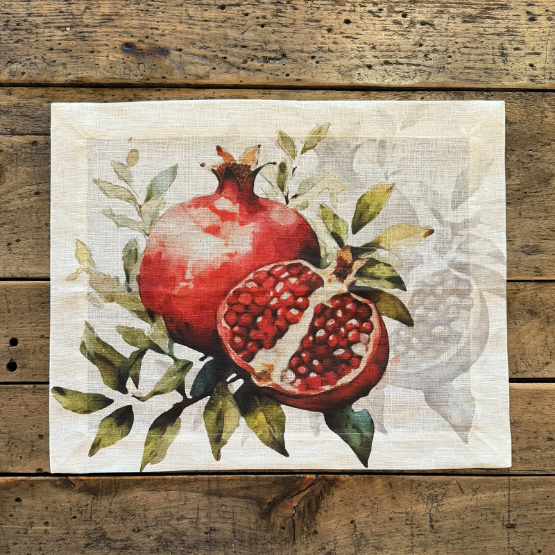 tovaglietta-Punica-1-la-bottega-di-casa tovagliette di lino con disegni di melograno
