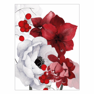 Strofinaccio Anemoni 2 in puro lino con grandi fiori rossi, bianchi e rosa