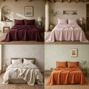 collezione di 4 complleti letto lenzuola di lino stone washed